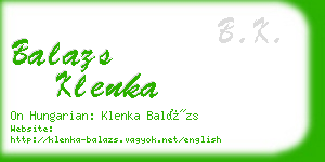 balazs klenka business card